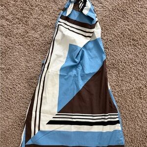 Zara Cream, Blue & Brown Scarf
